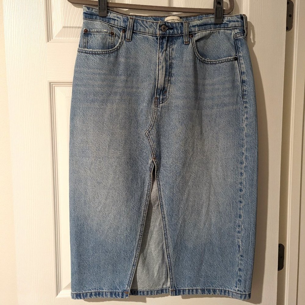 Abercrombie & Fitch Blue Denim Midi Skirt